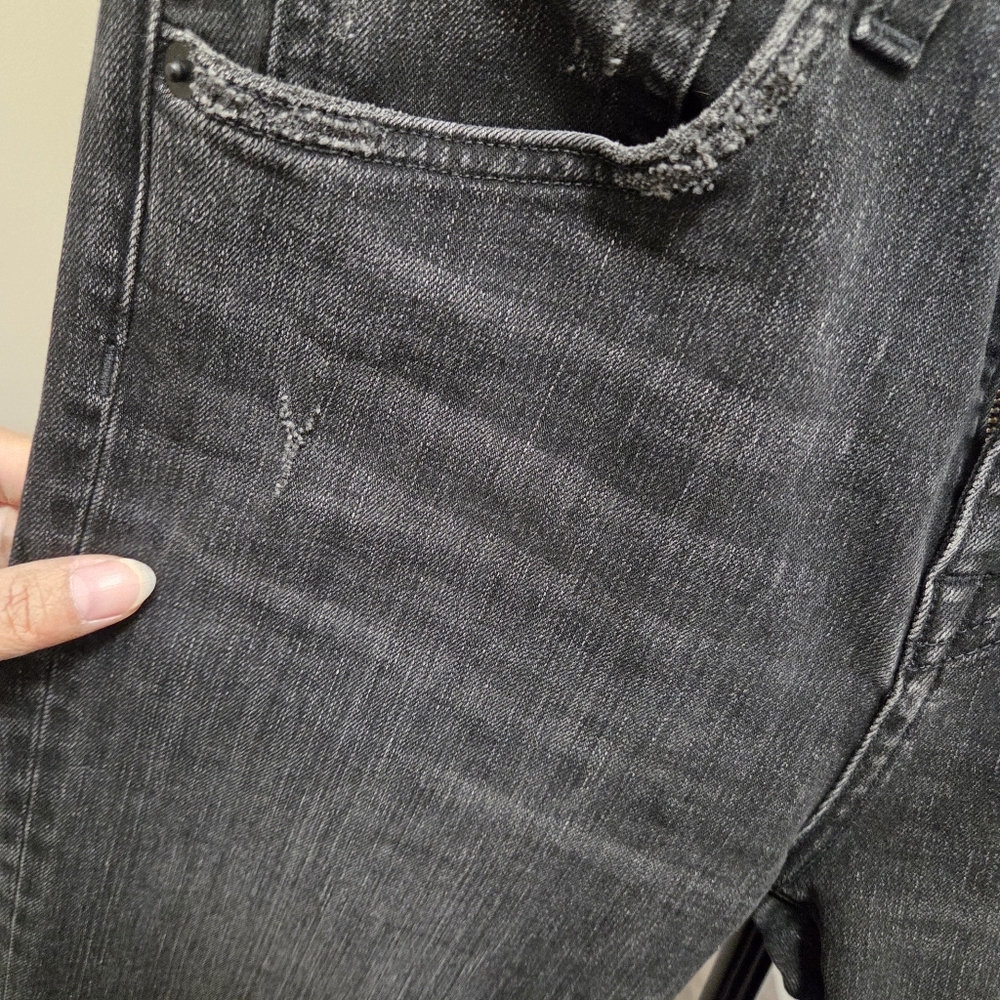 Nili Lotan Celia Distressed Black Washed Denim Flare Jeans High Rise - Picture 8 of 15